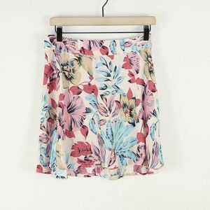 For Love and Lemons Blush Tropical Floral High Waisted Skirt Womens Sz M